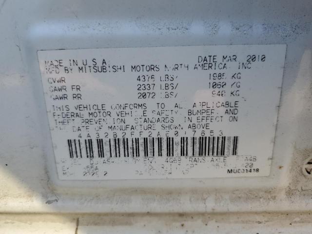 4A32B2FF2AE017653 - 2010 MITSUBISHI GALANT FE WHITE photo 13