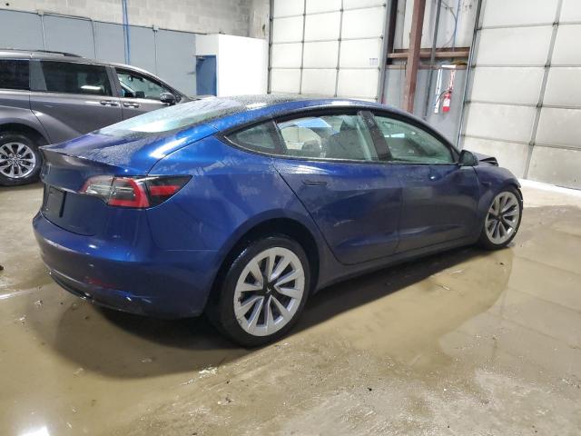 5YJ3E1EA2NF368940 - 2022 TESLA MODEL 3 BLUE photo 3