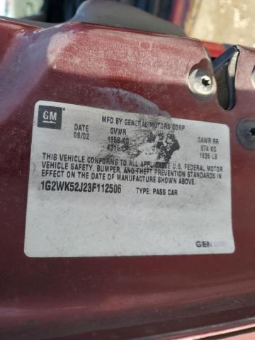 1G2WK52J23F112506 - 2003 PONTIAC GRAND PRIX SE 勃艮第红 照片 12