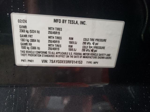 7SAYGDEE0RF014153 - 2024 TESLA MODEL Y GRAY photo 12