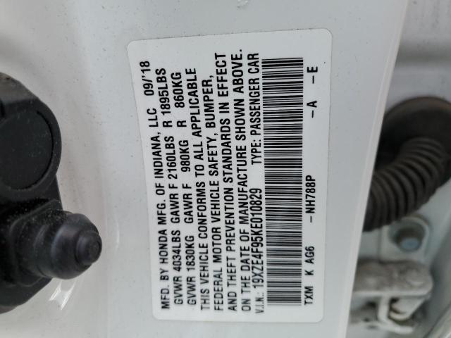 19XZE4F95KE010829 - 2019 HONDA INSIGHT TOURING WHITE photo 12