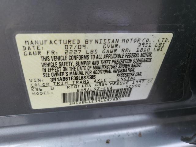 3N1AB61E39L687585 - 2009 NISSAN SENTRA 2.0 SILVER photo 12