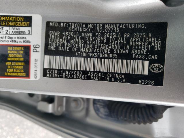 4T1BF1FK5FU990095 - 2015 TOYOTA CAMRY LE SILVER photo 12