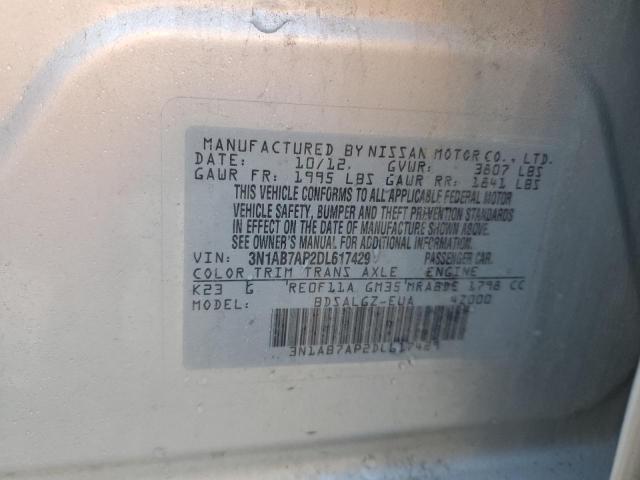 3N1AB7AP2DL617429 - 2013 NISSAN SENTRA S SILVER photo 12