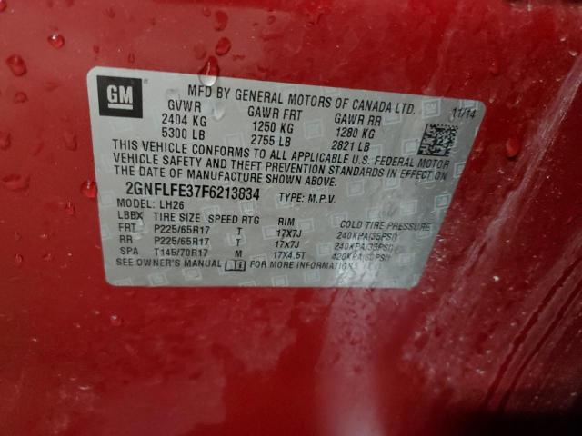 2GNFLFE37F6213834 - 2015 CHEVROLET EQUINOX LT RED photo 12