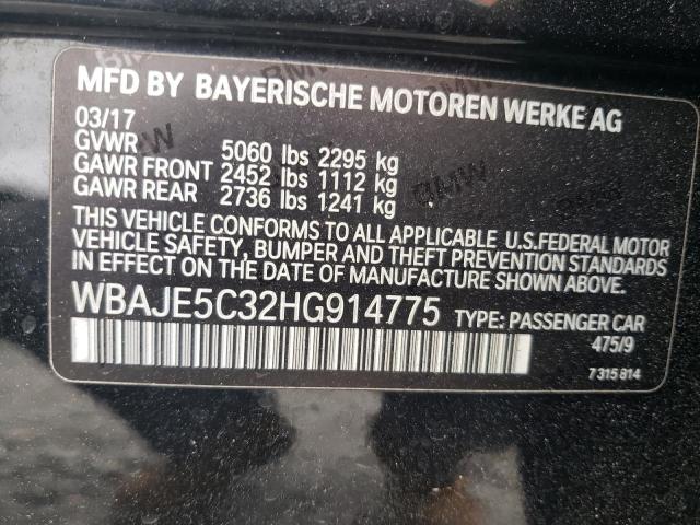 WBAJE5C32HG914775 - 2017 BMW 540 I BLACK photo 12