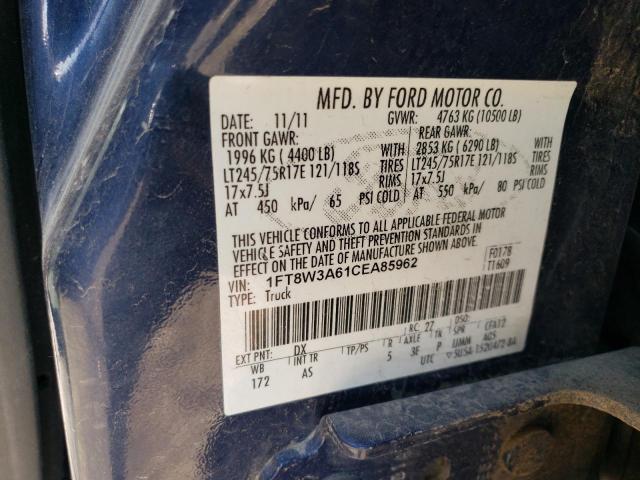 1FT8W3A61CEA85962 - 2012 FORD F350 SUPER DUTY BLUE photo 12