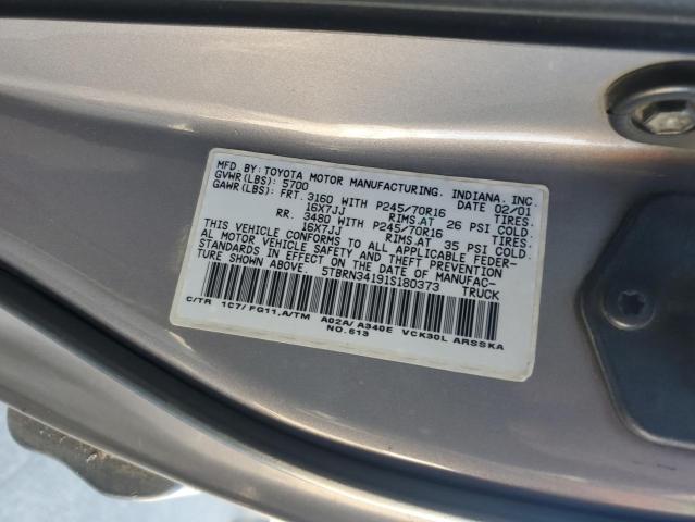 5TBRN34191S180373 - 2001 TOYOTA TUNDRA ACCESS CAB SR5 GRAY photo 12
