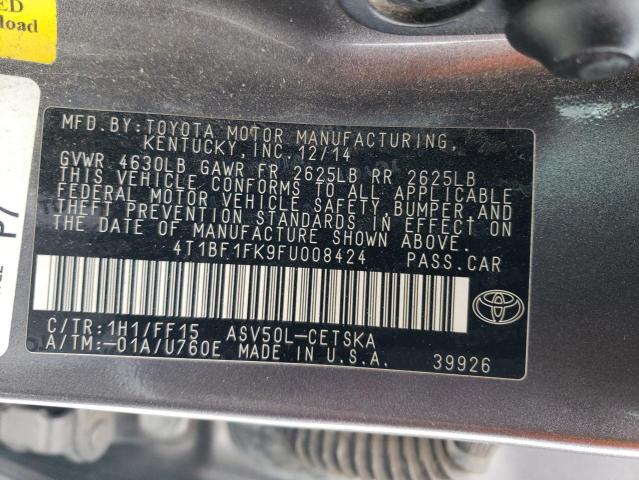 4T1BF1FK9FU008424 - 2015 TOYOTA CAMRY LE GRAY photo 12