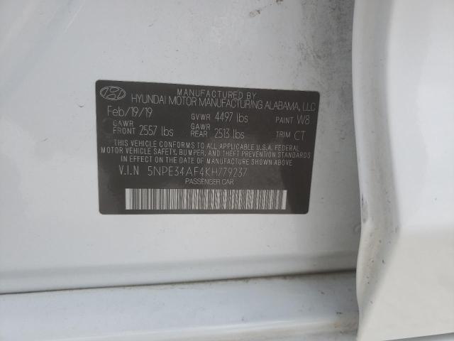 5NPE34AF4KH779237 - 2019 HYUNDAI SONATA LIMITED WHITE photo 12