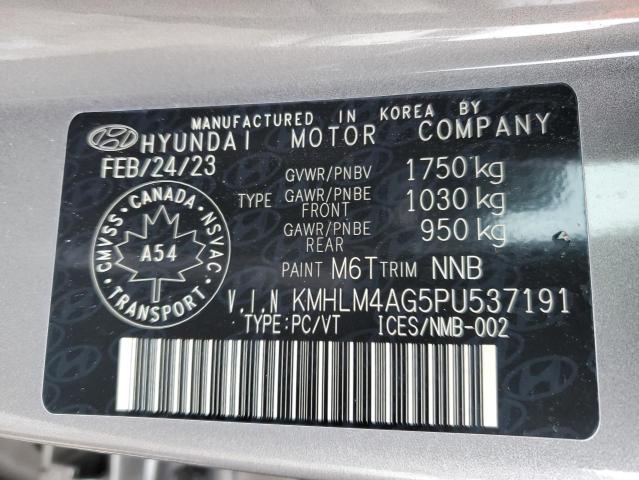 KMHLM4AG5PU537191 - 2023 HYUNDAI ELANTRA SEL GRAY photo 12