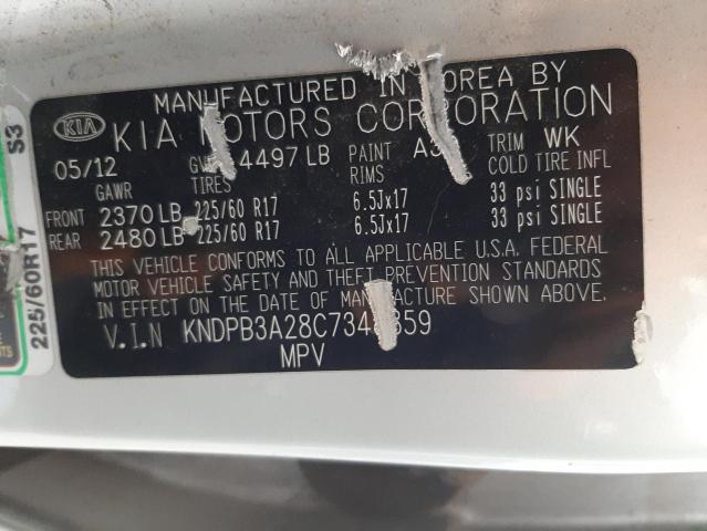 KNDPB3A28C7348859 - 2012 KIA SPORTAGE BASE SILVER photo 13