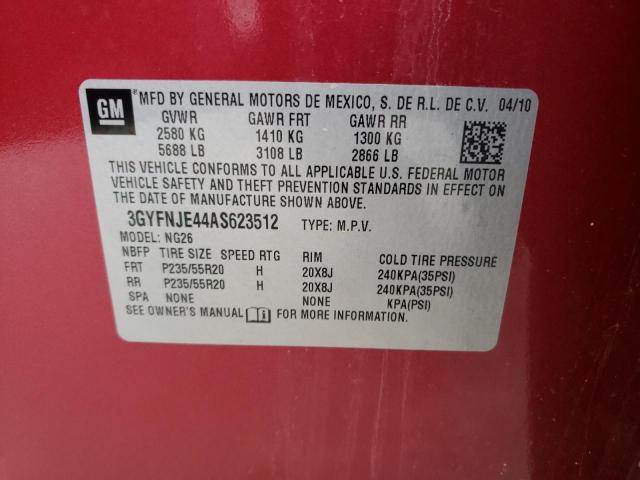 3GYFNJE44AS623512 - 2010 CADILLAC SRX PERFORMANCE COLLECTION Бордовый фото 14