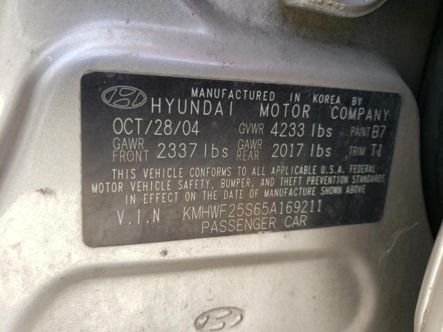 KMHWF25S65A169211 - 2005 HYUNDAI SONATA GL BEIGE photo 13