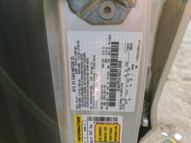 3FA6P0SU7KR213008 - 2019 FORD FUSION TITANIUM SILVER photo 13