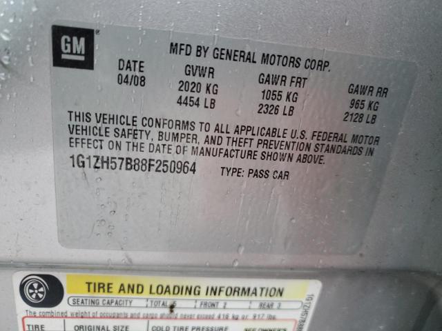 1G1ZH57B88F250964 - 2008 CHEVROLET MALIBU 1LT 银色 照片 12