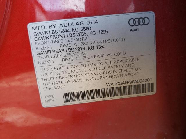 WA1CGAFP9FA004001 - 2015 AUDI SQ5 PREMIUM PLUS RED photo 13