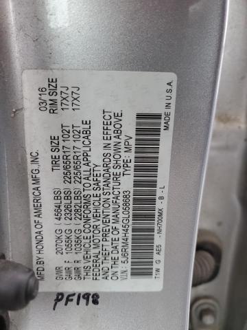 5J6RM4H45GL058683 - 2016 HONDA CR-V SE SILVER photo 13