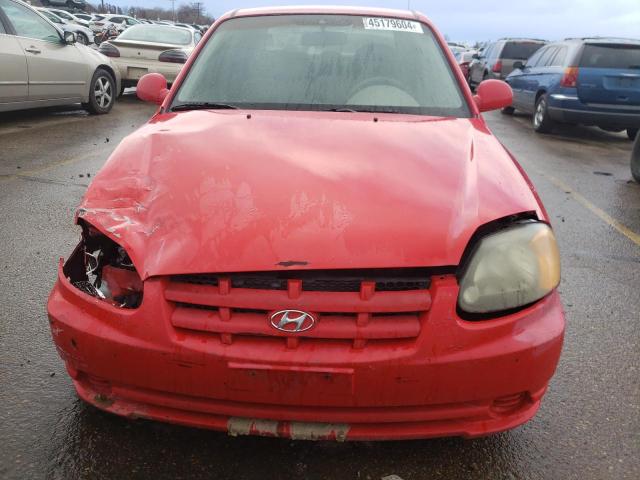 KMHCG45C75U598702 - 2005 HYUNDAI ACCENT GL RED photo 5