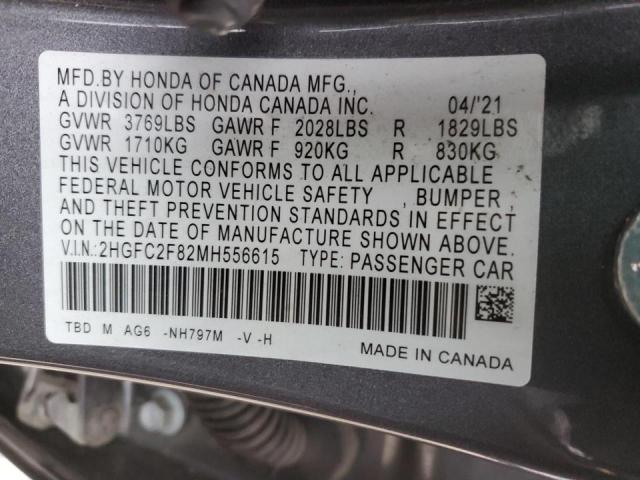 2HGFC2F82MH556615 - 2021 HONDA CIVIC SPORT 石墨色 照片 12