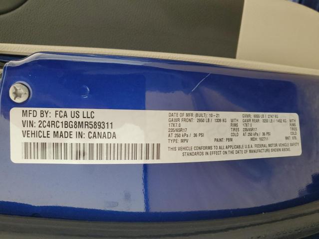 2C4RC1BG8MR589311 - 2021 CHRYSLER PACIFICA TOURING L BLUE photo 13