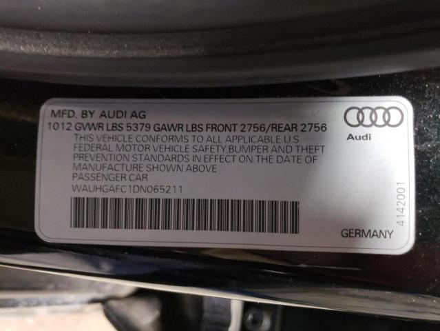 WAUHGAFC1DN065211 - 2013 AUDI A6 PRESTIGE შავი ფოტო 12