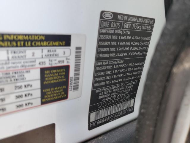 SALGV3TFXFA226592 - 2015 LAND ROVER RANGE ROVE AUTOBIOGRAPHY WHITE photo 12