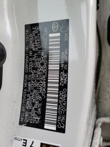 JTDKARFP5J3099218 - 2018 TOYOTA PRIUS PRIM თეთრი ფოტო 12