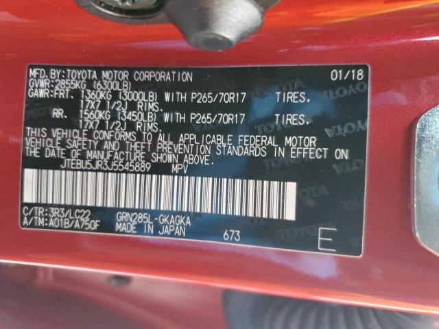 JTEBU5JR3J5545889 - 2018 TOYOTA 4RUNNER SR5/SR5 PREMIUM RED photo 13