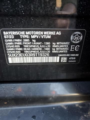 5UX23EU03R9T19326 - 2024 BMW X5 XDRIVE40I BLACK photo 13