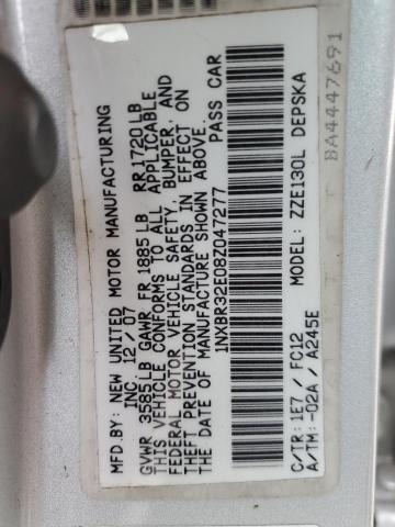 1NXBR32E08Z047277 - 2008 TOYOTA COROLLA CE SILVER photo 12