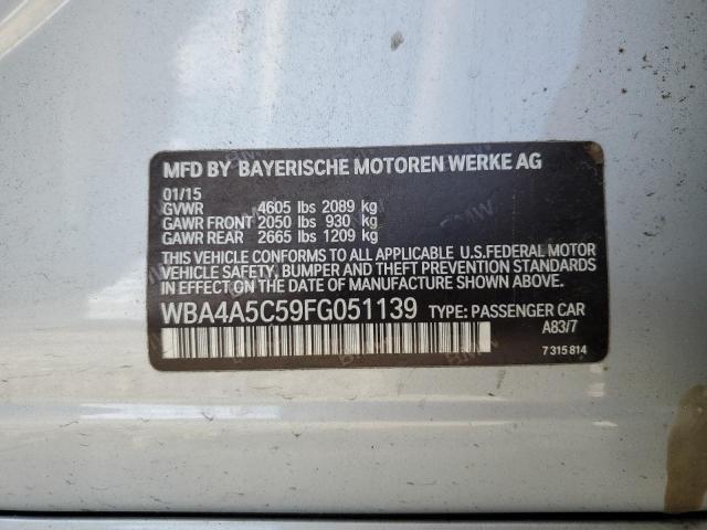 WBA4A5C59FG051139 - 2015 BMW 428 I GRAN COUPE SILVER photo 12