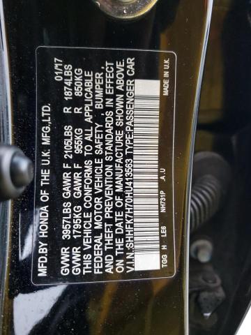 SHHFK7H70HU413563 - 2017 HONDA CIVIC EXL BLACK photo 12