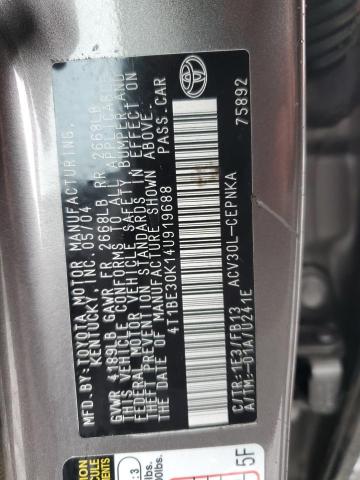 4T1BE30K14U919688 - 2004 TOYOTA CAMRY LE GRAY photo 12