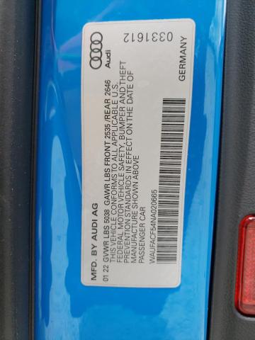 WAUFACF54NA020665 - 2022 AUDI A5 PREMIUM PLUS 45 BLUE photo 13