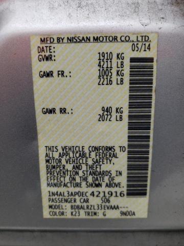 1N4AL3AP0EC421916 - 2014 NISSAN ALTIMA 2.5 SILVER photo 12