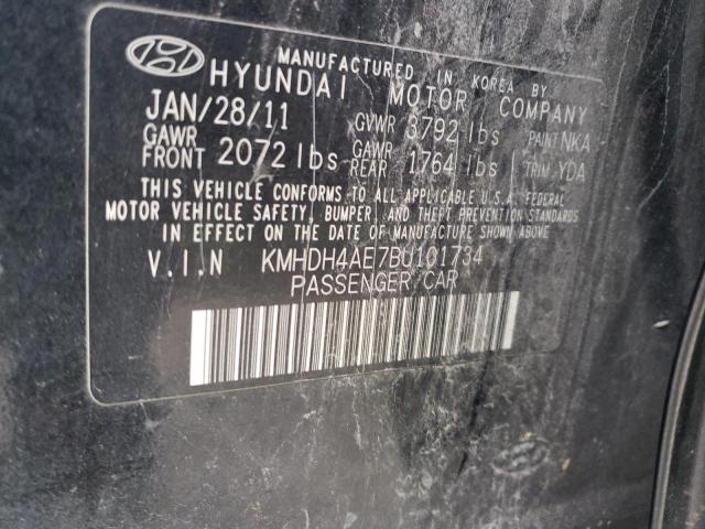 KMHDH4AE7BU101734 - 2011 HYUNDAI ELANTRA GLS BLACK photo 12