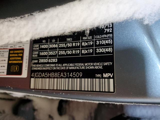 4JGDA5HB8EA314509 - 2014 MERCEDES-BENZ ML 350 4MATIC SILVER photo 13