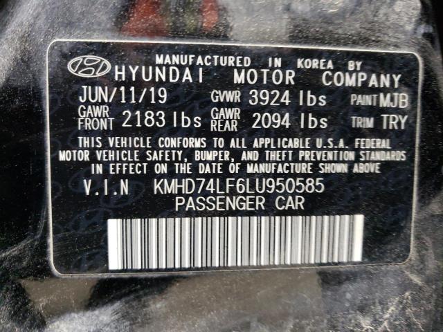 KMHD74LF6LU950585 - 2020 HYUNDAI ELANTRA SE BLACK photo 12