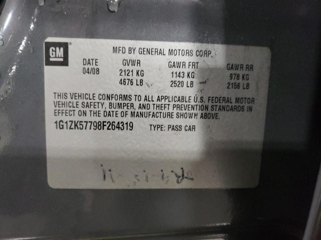 1G1ZK57798F264319 - 2008 CHEVROLET MALIBU LTZ ნაცრისფერი ფოტო 12