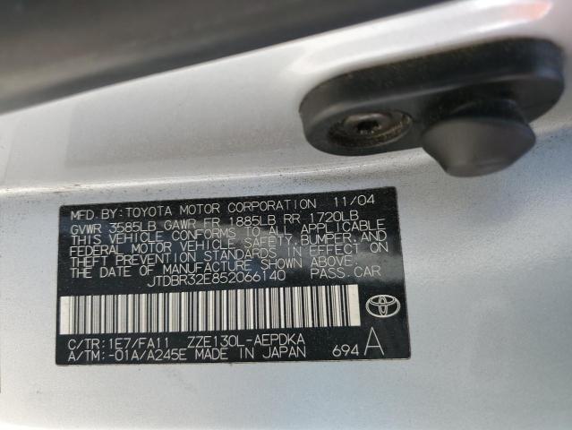 JTDBR32E852066140 - 2005 TOYOTA COROLLA CE SILVER photo 12