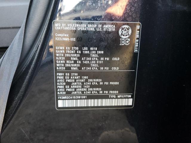 1V2MR2CA1KC591091 - 2019 VOLKSWAGEN ATLAS SEL BLACK photo 13