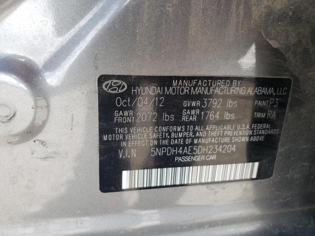 5NPDH4AE5DH234204 - 2013 HYUNDAI ELANTRA GLS GRAY photo 12