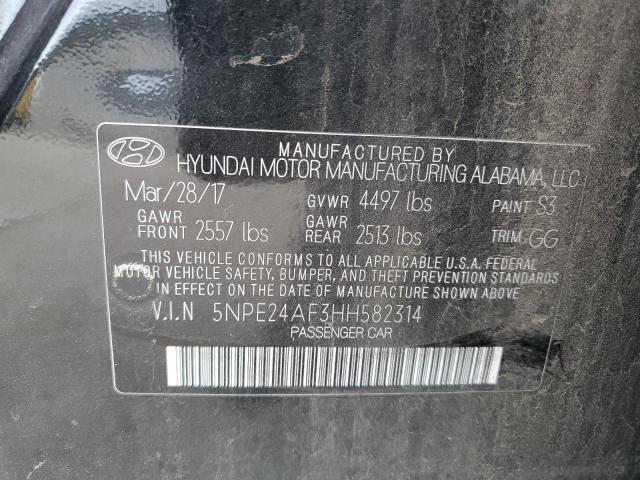 5NPE24AF3HH582314 - 2017 HYUNDAI SONATA SE BLACK photo 12