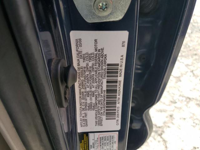 3TMJU62N78M065148 - 2008 TOYOTA TACOMA DOUBLE CAB PRERUNNER BLUE photo 13