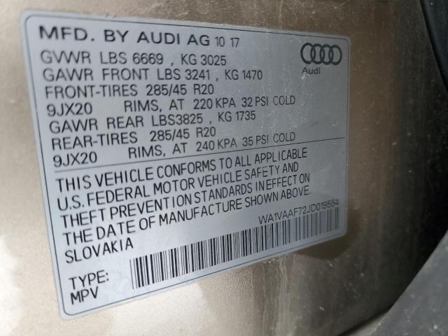 WA1VAAF72JD019554 - 2018 AUDI Q7 PRESTIGE 棕色 照片 13