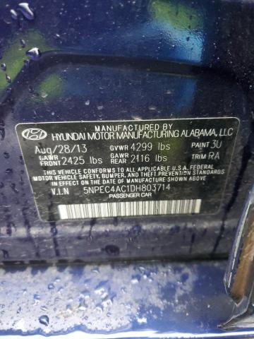 5NPEC4AC1DH803714 - 2013 HYUNDAI SONATA SE BLUE photo 12