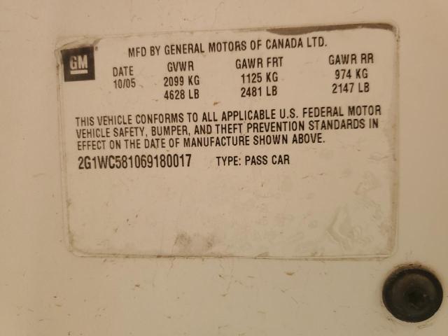 2G1WC581069180017 - 2006 CHEVROLET IMPALA LT WHITE photo 12