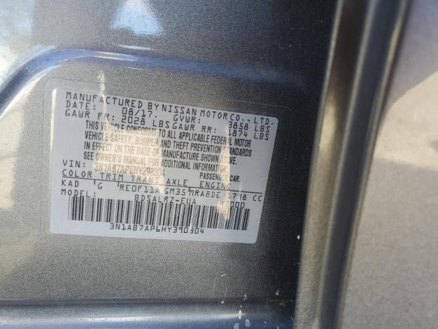 3N1AB7AP6HY390304 - 2017 NISSAN SENTRA S GRAY photo 12