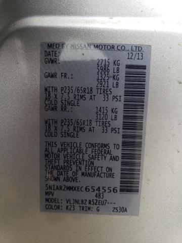5N1AR2MMXEC654556 - 2014 NISSAN PATHFINDER S Gümüş foto 13